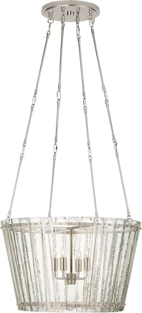 Cadence Medium Chandelier in Polished Nickel with Antique Mirror