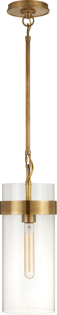 Presidio Small Pendant in Hand-Rubbed Antique Brass with Clear Glass