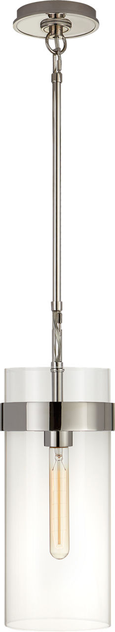 Presidio Small Pendant in Polished Nickel with Clear Glass