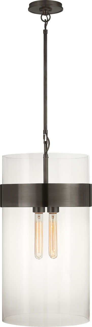 Presidio Medium Pendant in Bronze with Clear Glass