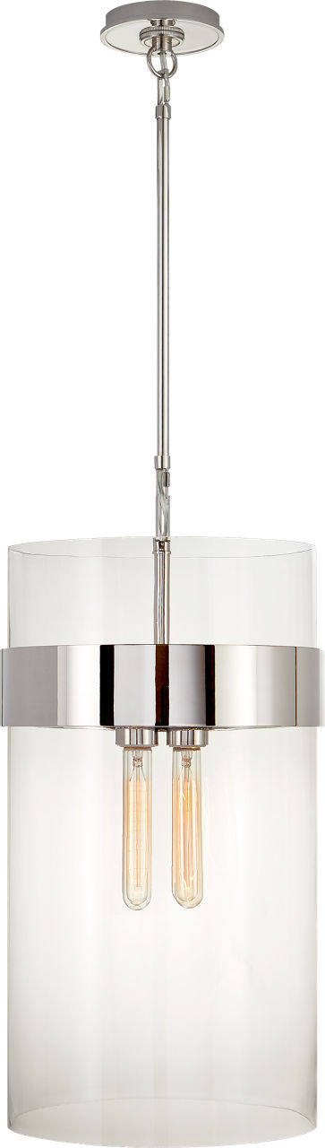 Presidio Medium Pendant in Polished Nickel with Clear Glass