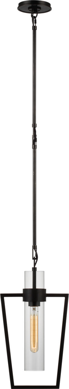 Presidio Petite Caged Pendant in Bronze with Clear Glass