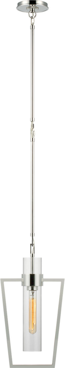 Presidio Petite Caged Pendant in Polished Nickel with Clear Glass