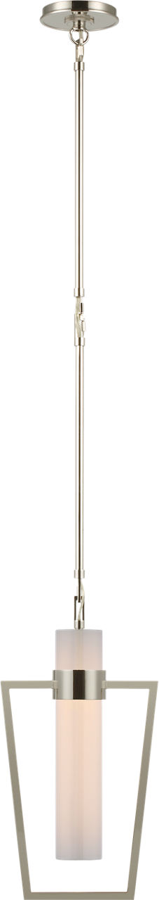 Presidio Petite Caged Pendant in Polished Nickel with White Glass