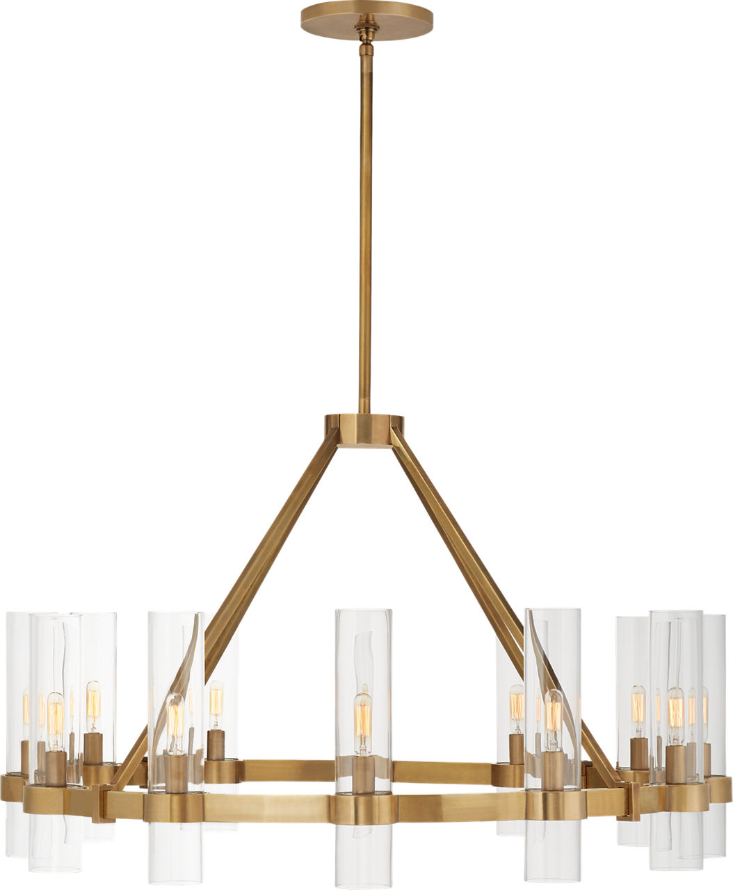 Presidio Medium Chandelier in Hand-Rubbed Antique Brass with Clear Glass