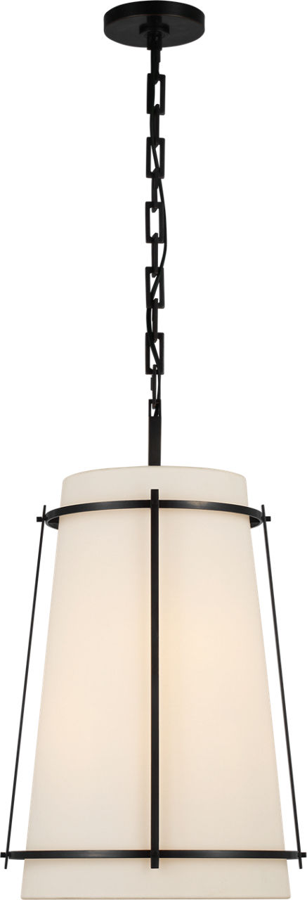 Callaway Medium Hanging Shade in Bronze with Linen Shade and Frosted Acrylic Diffuser