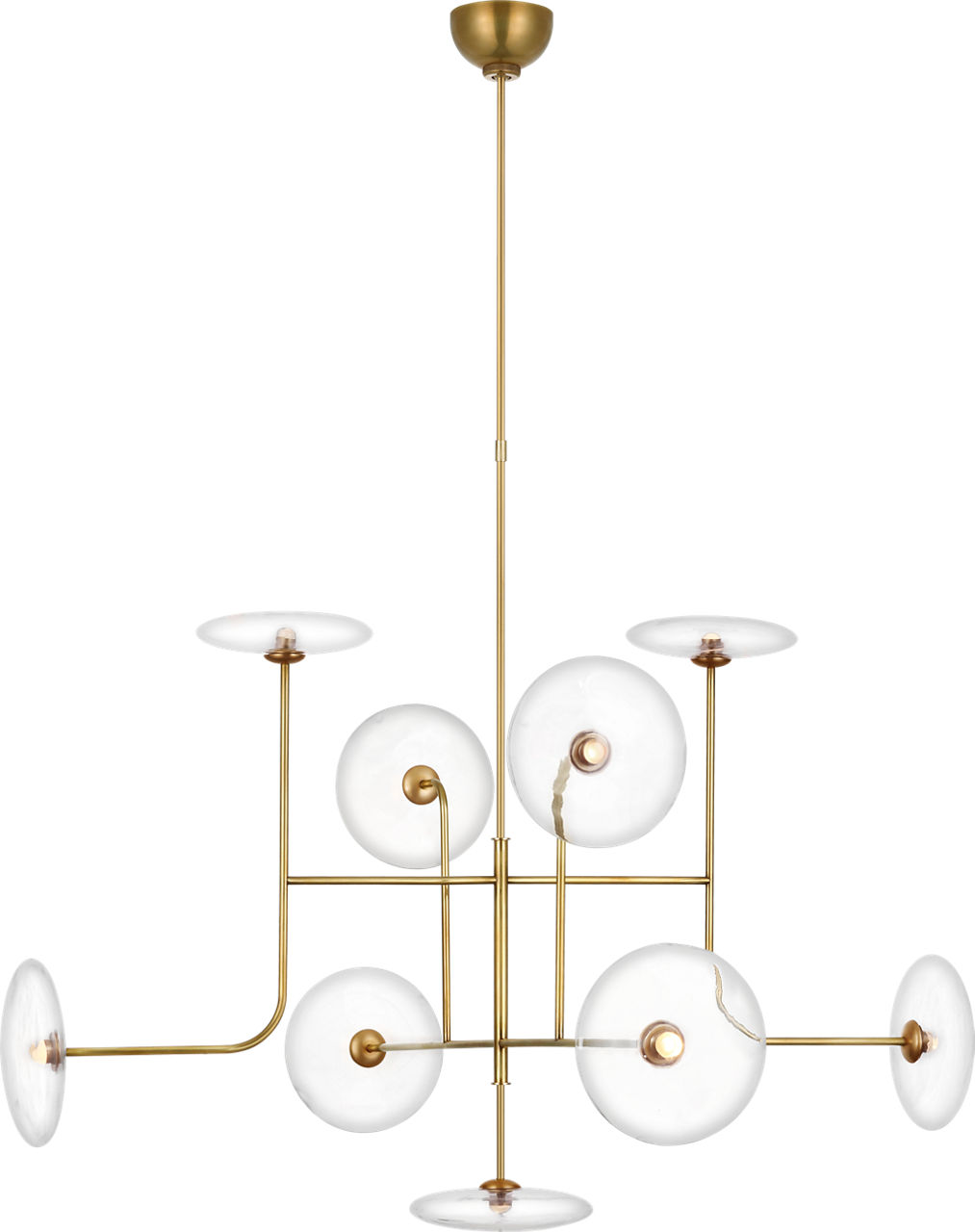 Calvino X-Large Arched Chandelier in Hand-Rubbed Antique Brass with Clear Glass