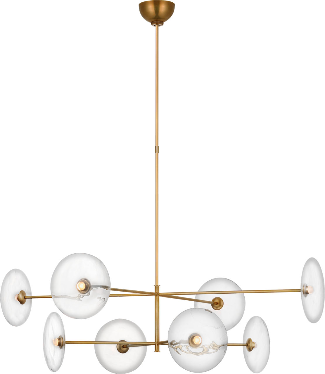 Calvino X-Large Radial Chandelier in Hand-Rubbed Antique Brass with Clear Glass