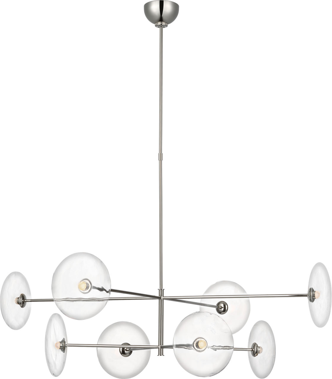 Calvino X-Large Radial Chandelier in Polished Nickel with Clear Glass