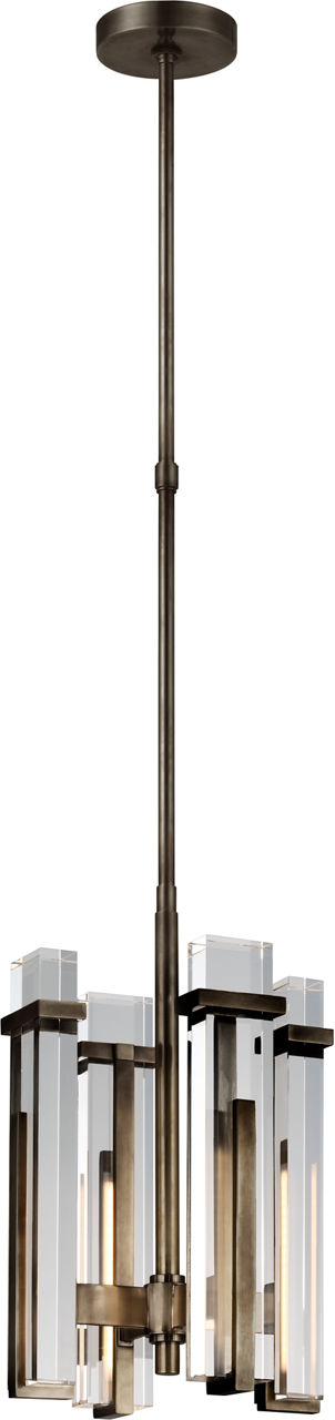 Malik Small Chandelier in Bronze with Crystal