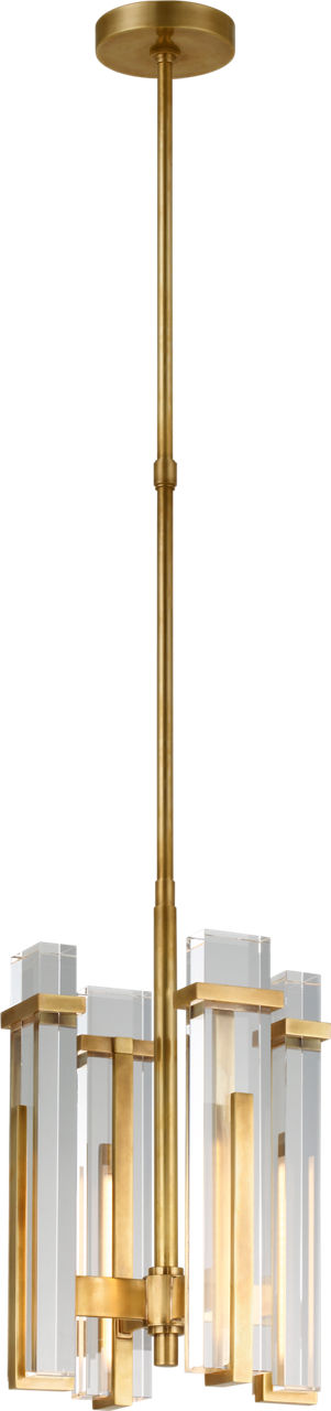 Malik Small Chandelier in Hand-Rubbed Antique Brass with Crystal