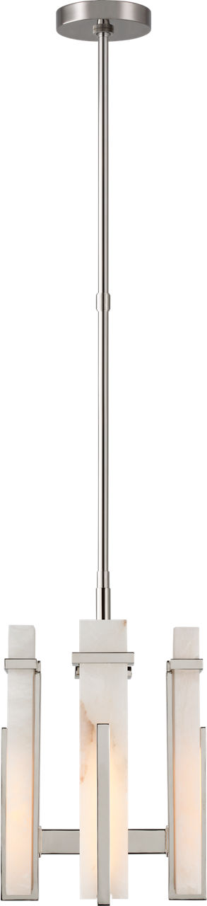 Malik Small Chandelier in Polished Nickel with Alabaster