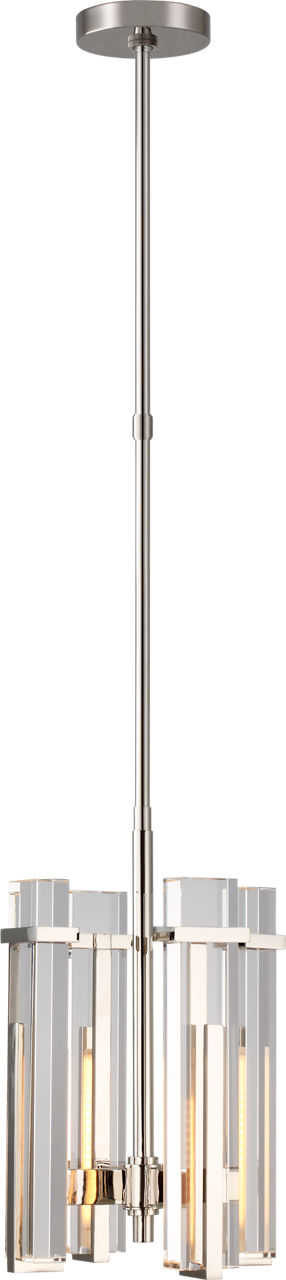 Malik Small Chandelier in Polished Nickel with Crystal