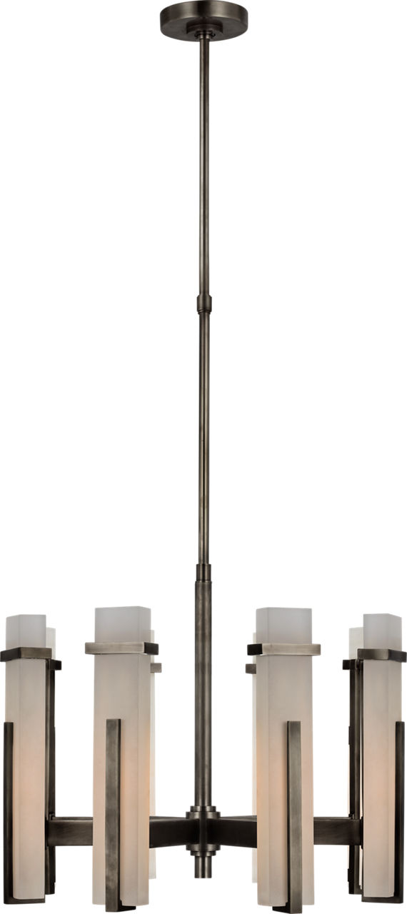 Malik Medium Chandelier in Bronze with Alabaster