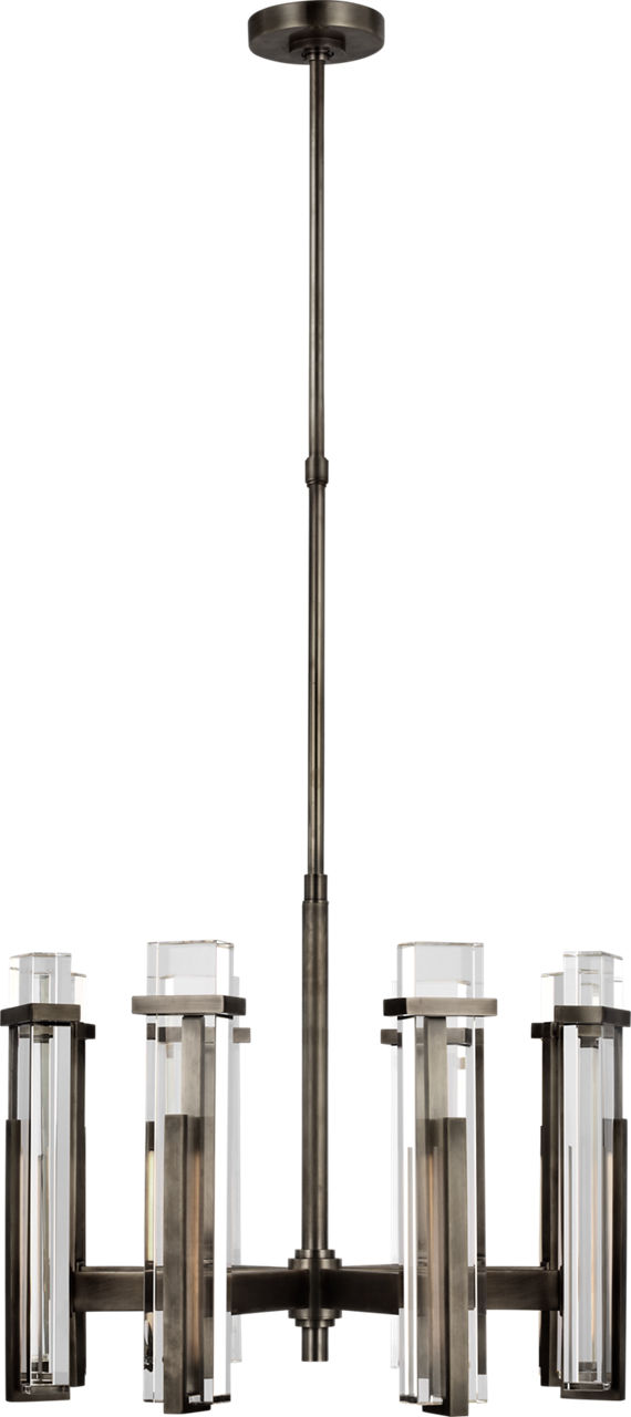 Malik Medium Chandelier in Bronze with Crystal