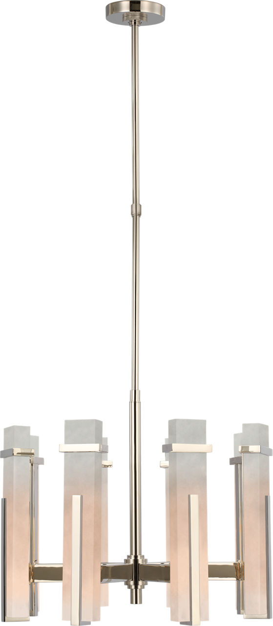 Malik Medium Chandelier in Polished Nickel with Alabaster