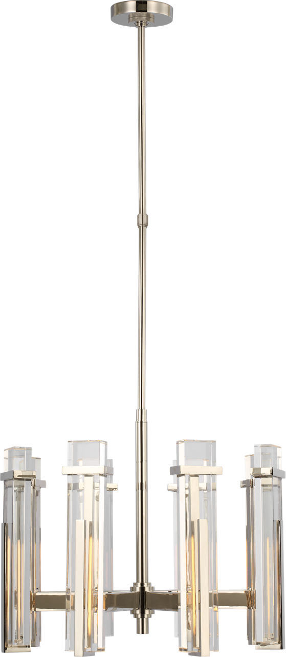 Malik Medium Chandelier in Polished Nickel with Crystal