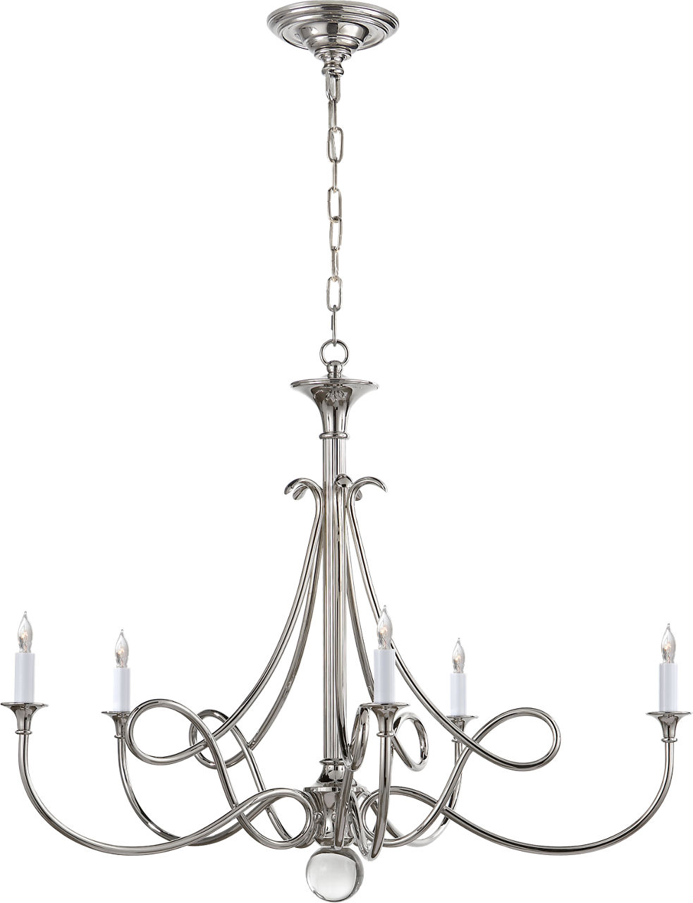 Double Twist Large Chandelier in Polished Nickel
