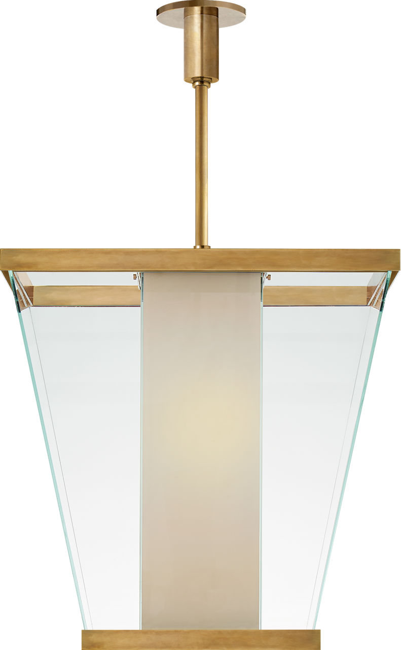 Marin Lantern in Antique-Burnished Brass with White Glass