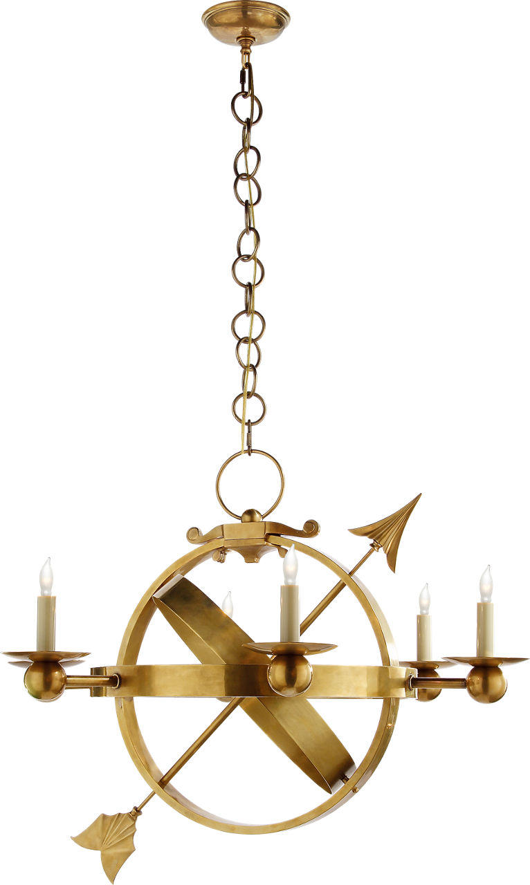 Armillary Sphere Chandelier in Hand-Rubbed Antique Brass