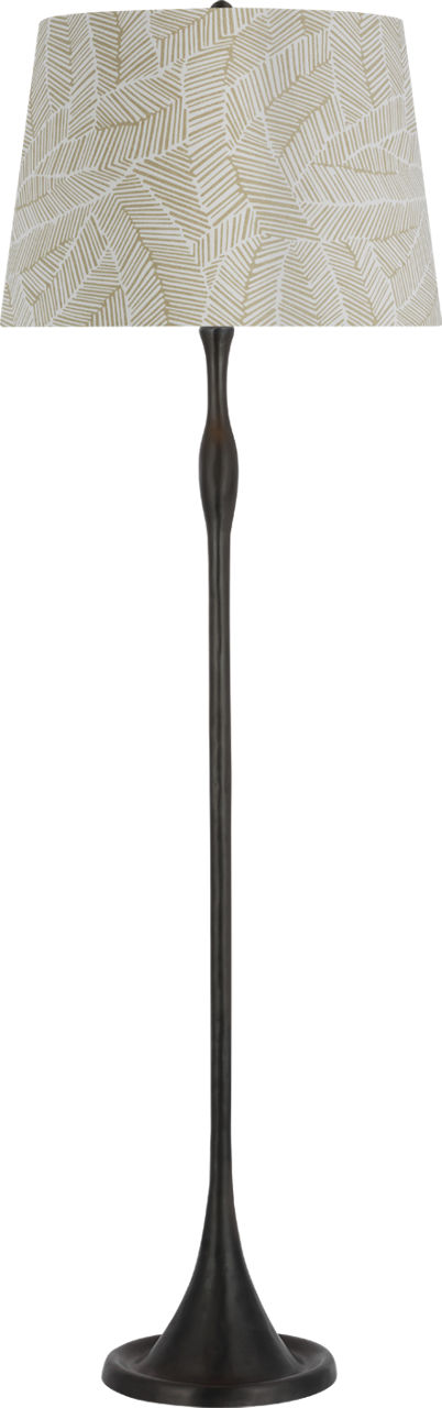 Romero Medium Floor Lamp in Bronze with Schumacher 18" Taupe Abstract Leaf Empire Shade