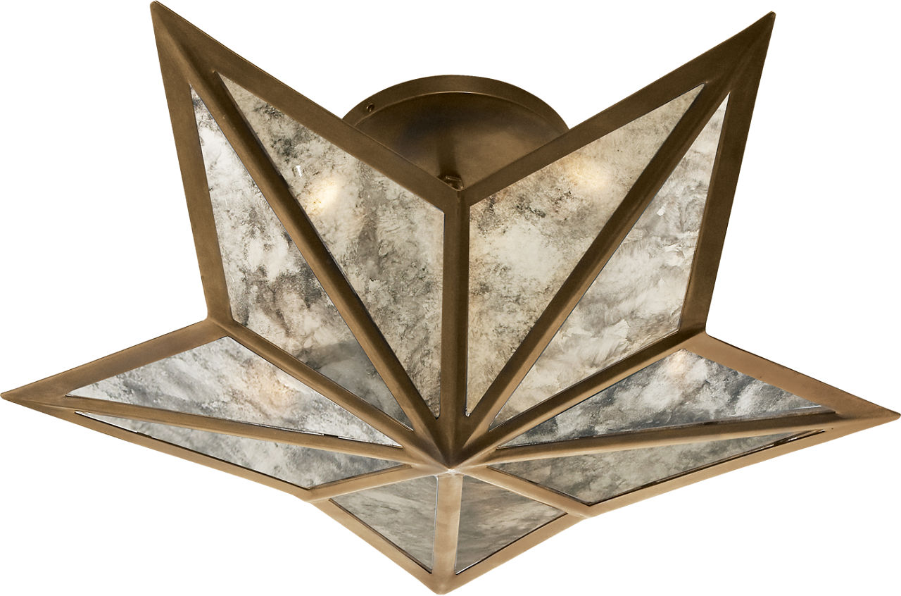 Constellation Small Flush Mount in Hand-Rubbed Antique Brass with Antique Mirror