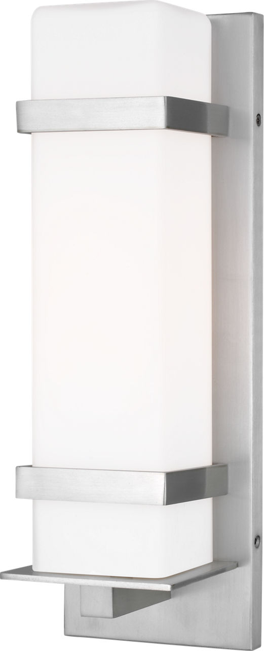 Alban Medium One Light Outdoor Wall Lantern Satin Aluminum