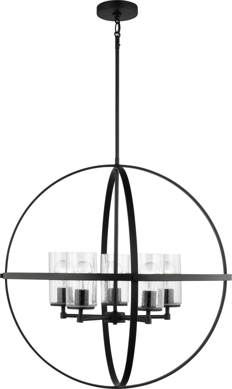 Alturas Five Light Chandelier in Midnight Black with Clear Seeded Glass Shades Bulb(s) Not Included