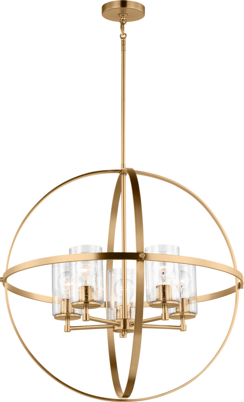 Alturas Five Light Chandelier in Satin Brass with Clear Seeded Glass Shades Bulb(s) Included