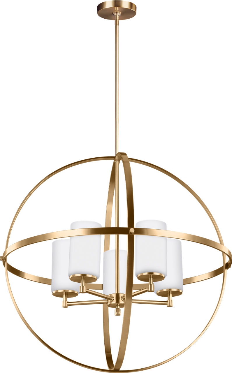 Alturas Five Light Chandelier Satin Brass Bulbs Inc