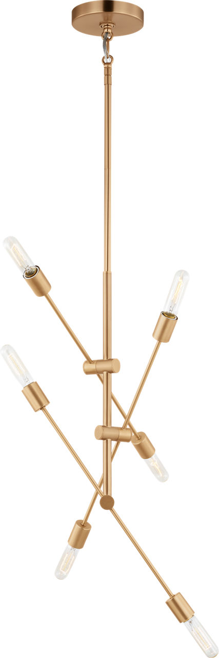 Axis Six Light Medium Chandelier Satin Brass
