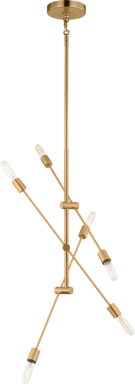 Axis Six Light Large Chandelier Satin Brass