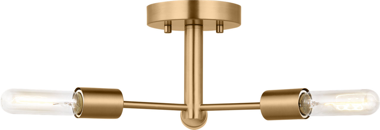 Axis Three Light Semi-Flush Mount Satin Brass