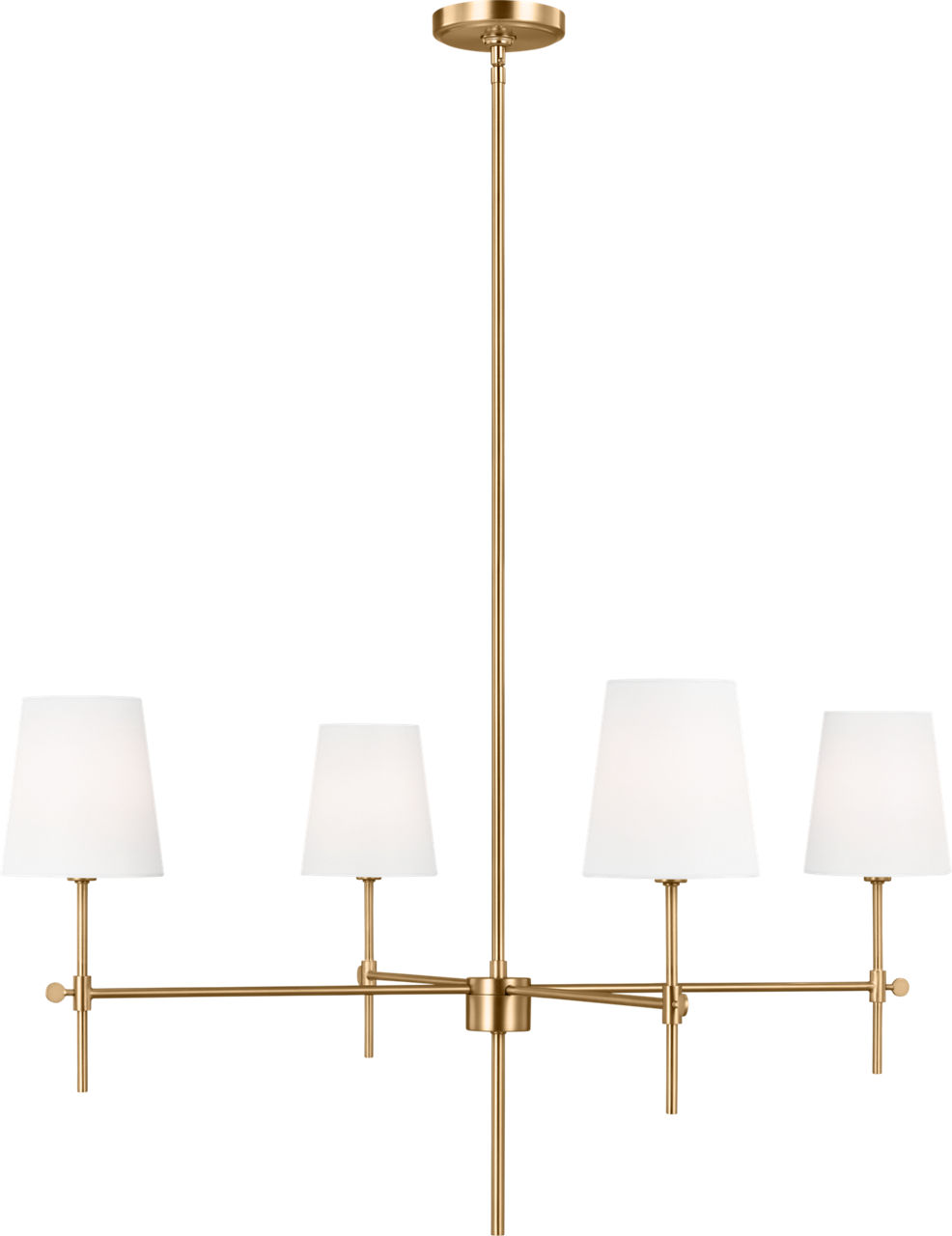 Baker Four Light Large Chandelier Satin Brass