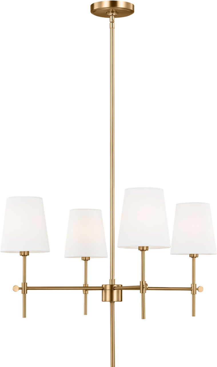 Baker Four Light Small Chandelier Satin Brass Bulbs Included