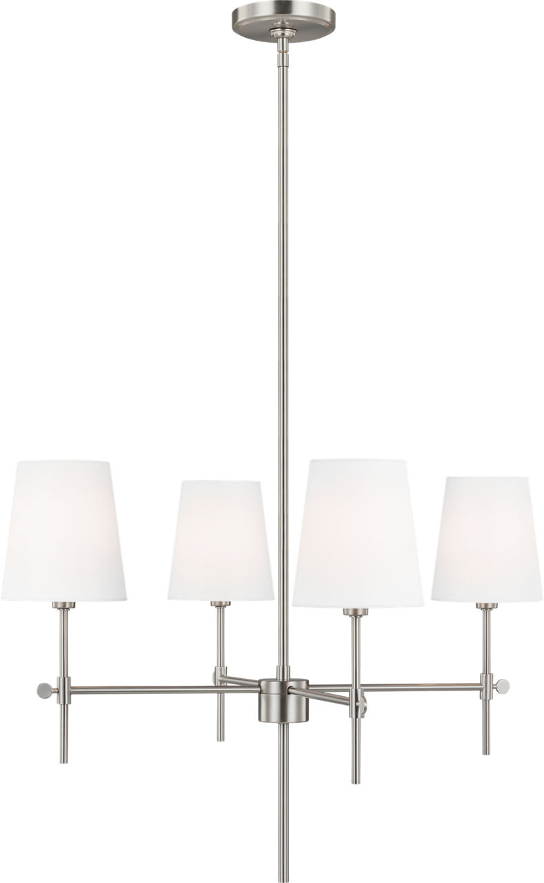 Baker Four Light Small Chandelier Brushed Nickel