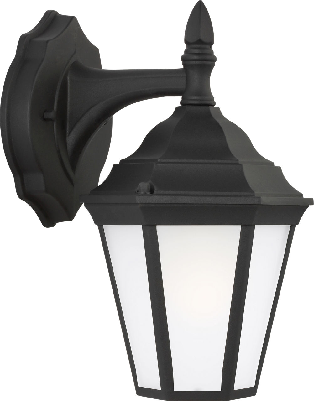 Bakersville Extra Small Flat Wall Lantern in Black with Satin Etched Glass Bulb(s) Not Included