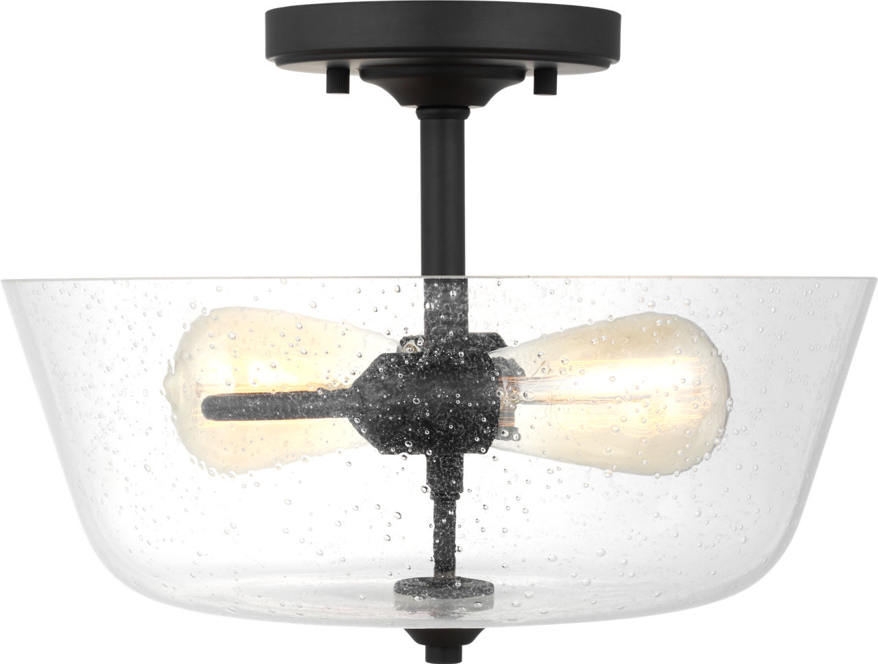 Belton Two Light Ceiling Semi-Flush Mount in Midnight Black