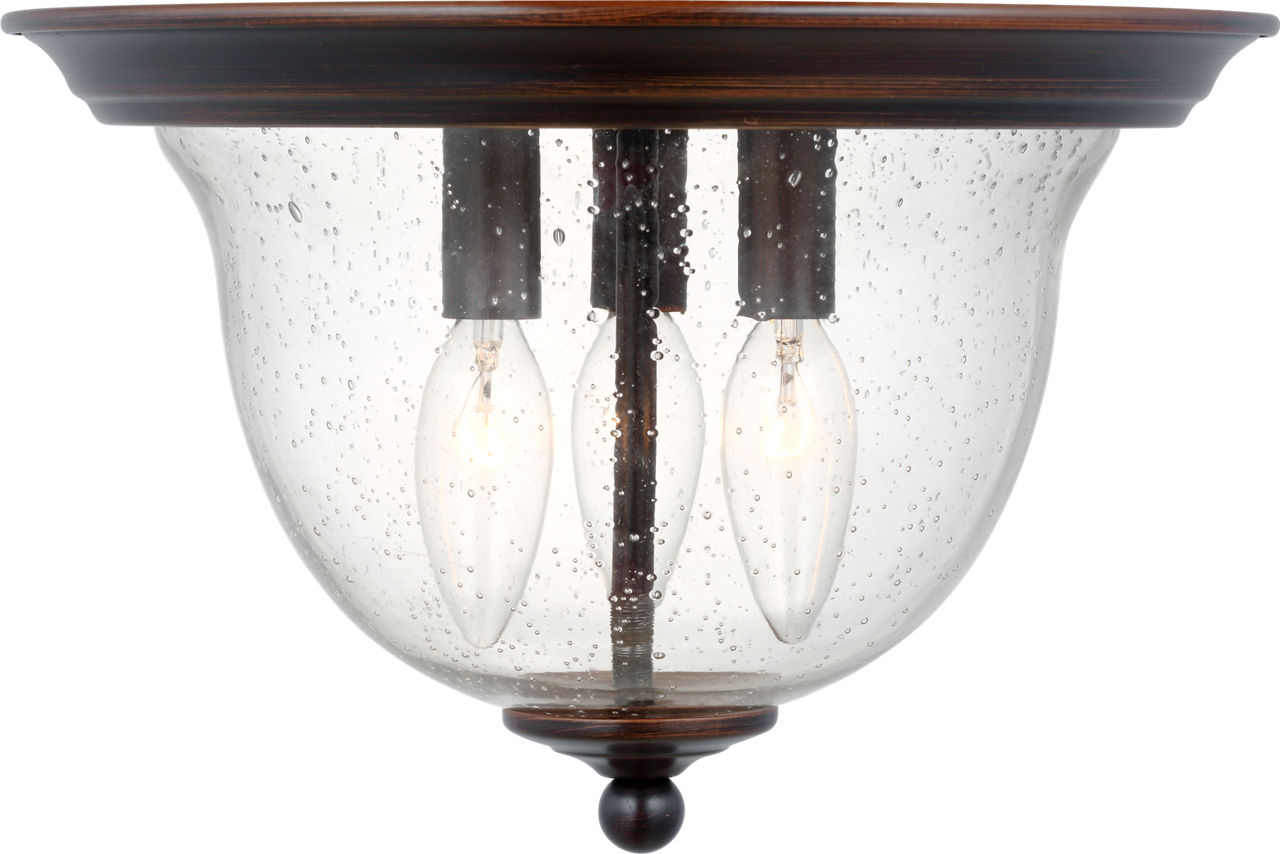 Belton Three Light Flush Mount in Bronze