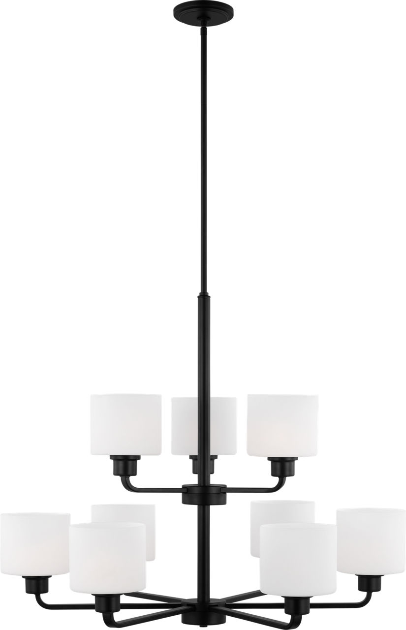 Canfield Nine Light Chandelier in Midnight Black Bulbs Included