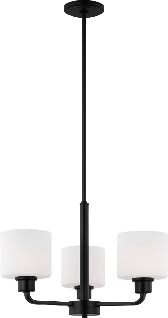 Canfield Three Light Chandelier in Midnight Black Bulbs Included