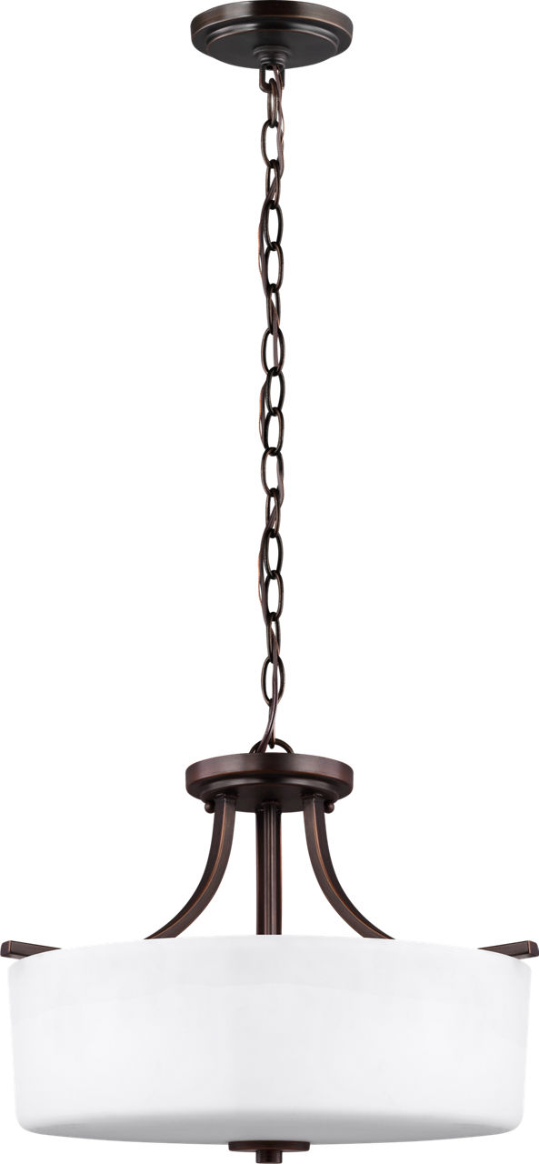 Canfield Three Light Semi-Flush Mount in Bronze