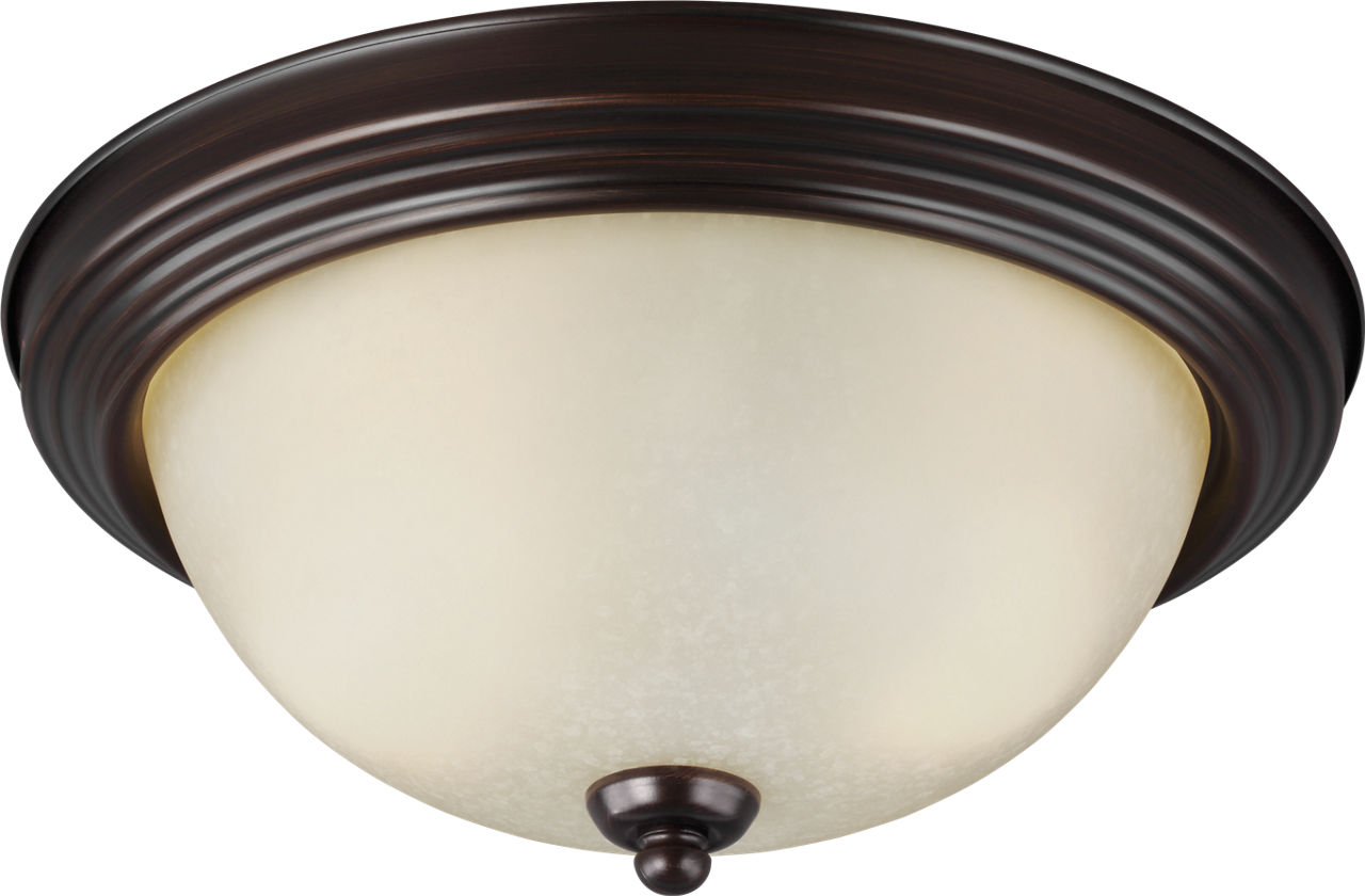 Geary Two Light Flush Mount Bronze Amber Scavo Glass