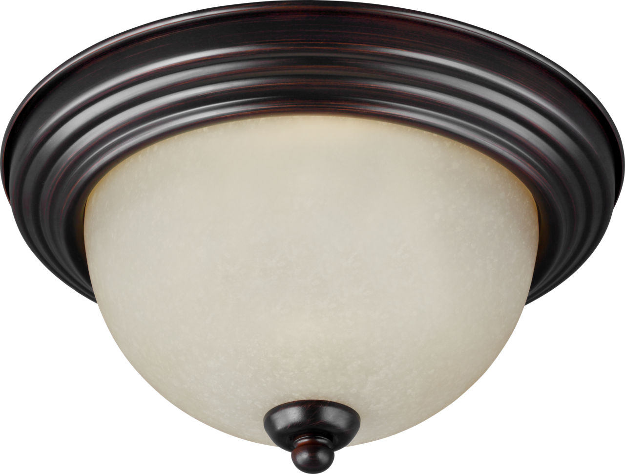 Geary Three Light Flush Mount Bronze Amber Scavo Glass