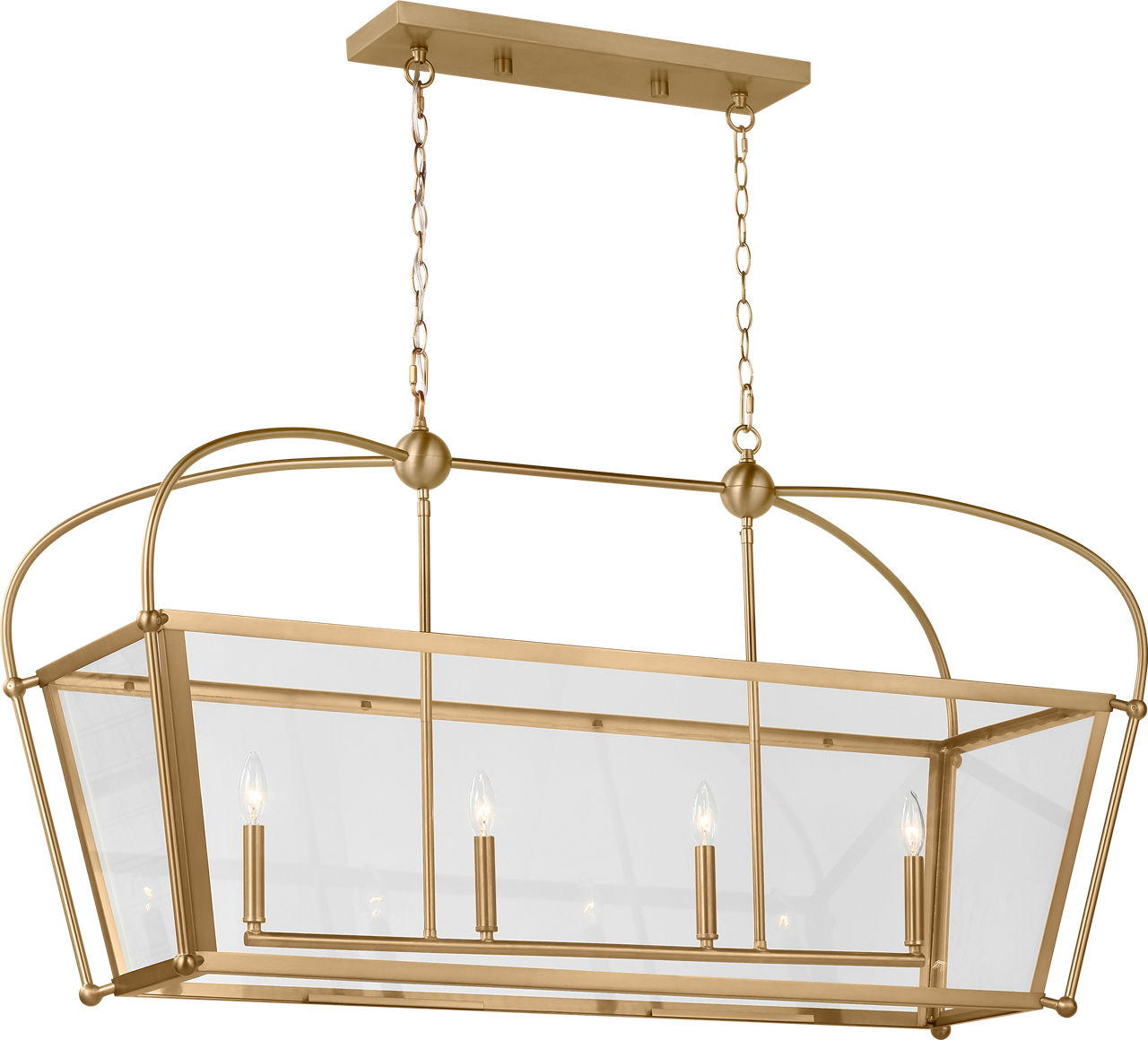 Charleston 46 Linear Lantern in Satin Brass Bulb(s) Included