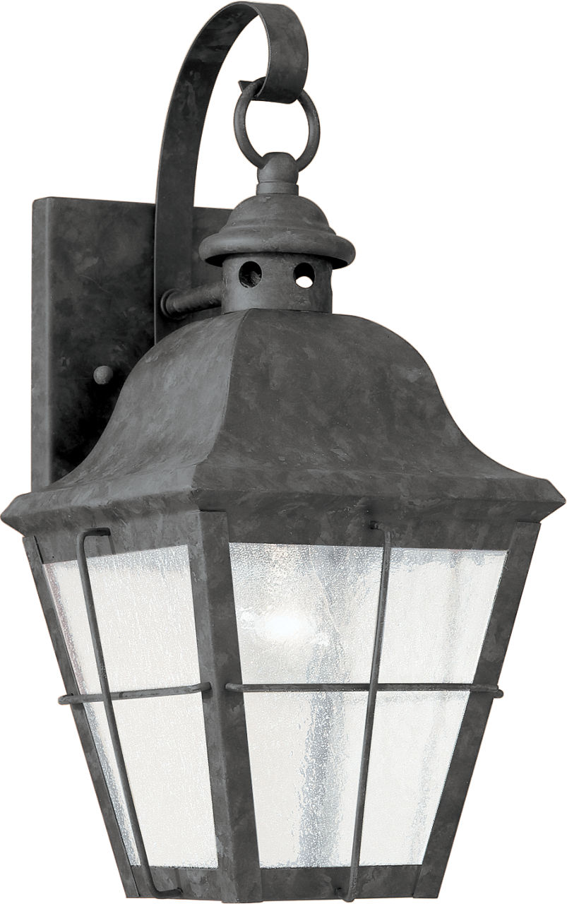 Chatham 1-Light Small Wall Lantern in Oxidized Bronze with Clear Seeded Glass Panels Bulb(s) Not Included