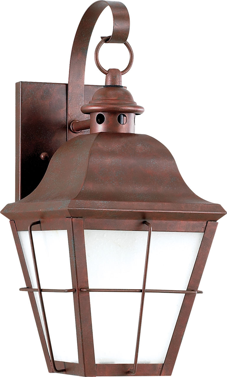 Chatham 1-Light Small Wall Lantern in Weathered Copper with Clear Seeded Glass Panels and White Aluminum Panels Bulb(s) Not Included