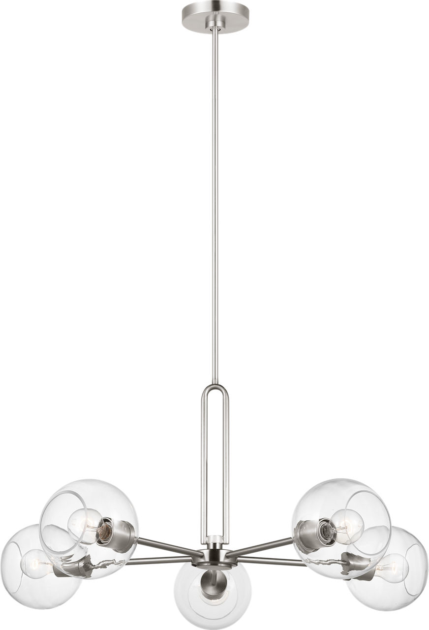 Codyn Five Light Large Chandelier Brushed Nickel