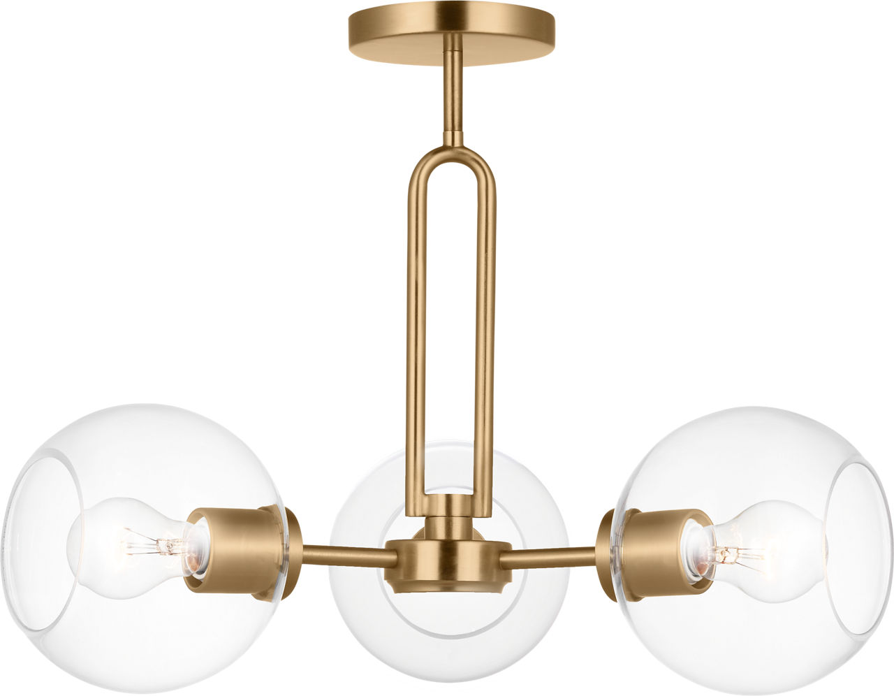 Codyn Three Light Semi-Flush Convertible Pendant Satin Brass