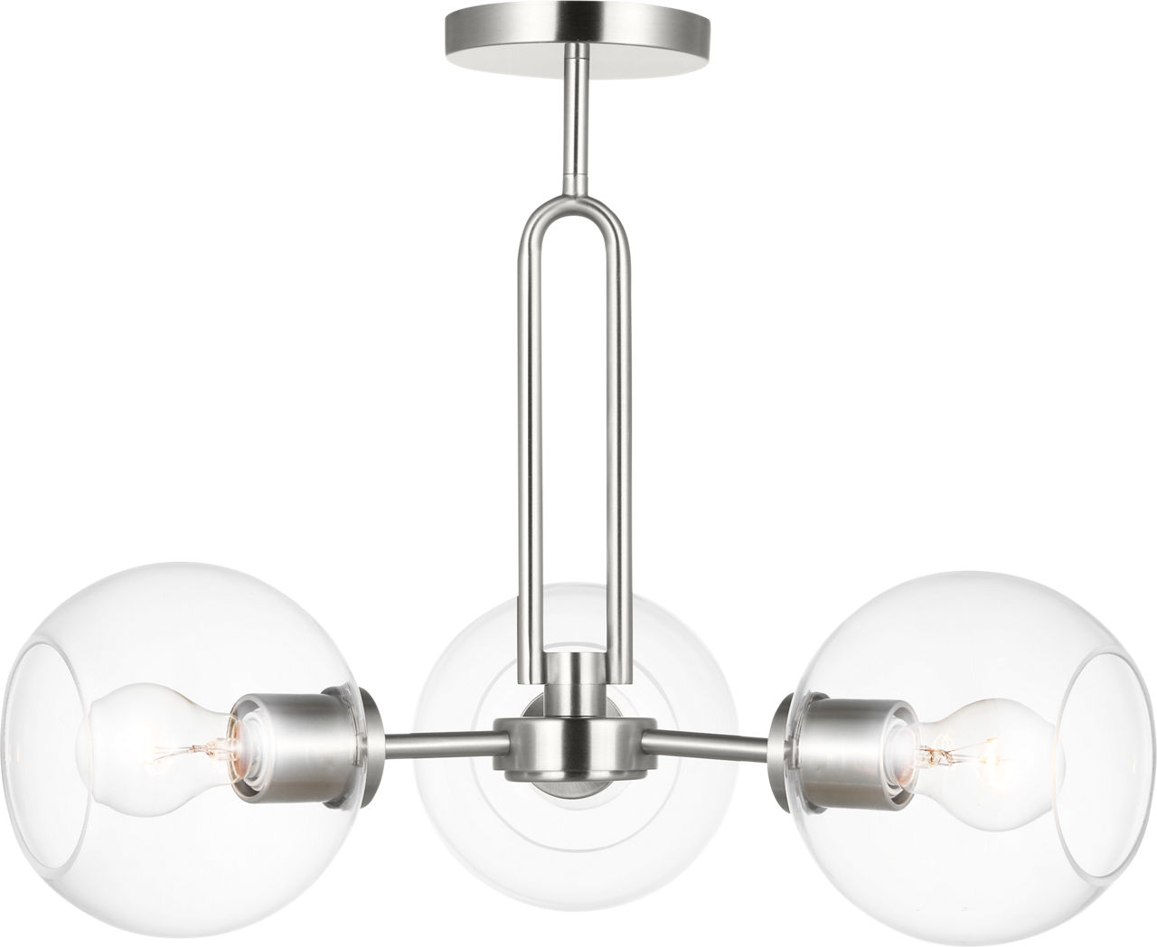 Codyn Three Light Semi-Flush Convertible Pendant Brushed Nickel Bulbs Included